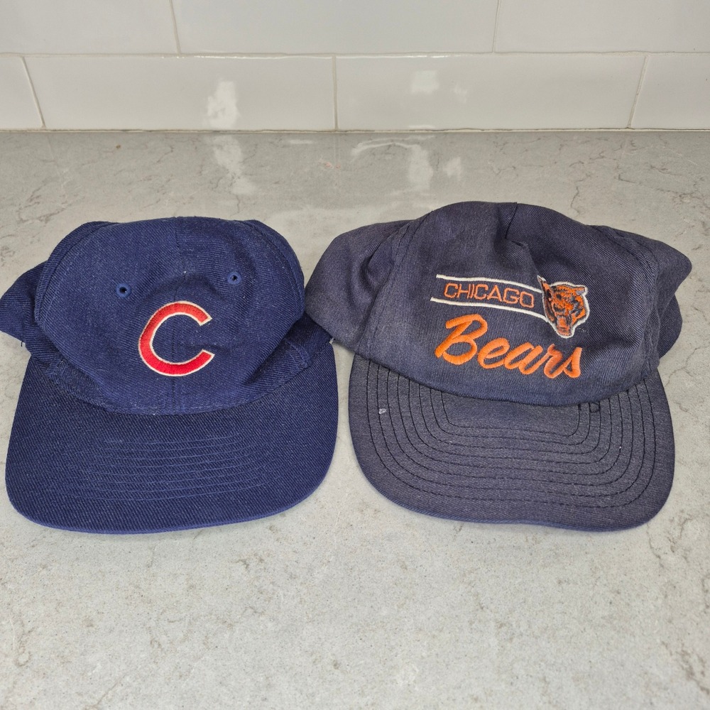 Chicago Bears Cubs‎ Hat Lot of 2 Universal Otto Snapback OSFA Navy Blue Men